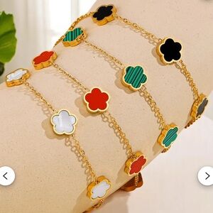 New Lucky Clover Bracelets 14K Gold Plated (Set of 4) | Various Colors